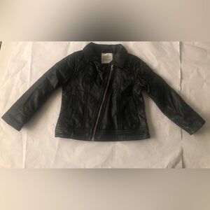 Toddler Girl Black Faux Leather Motorcycle Jacket 24M